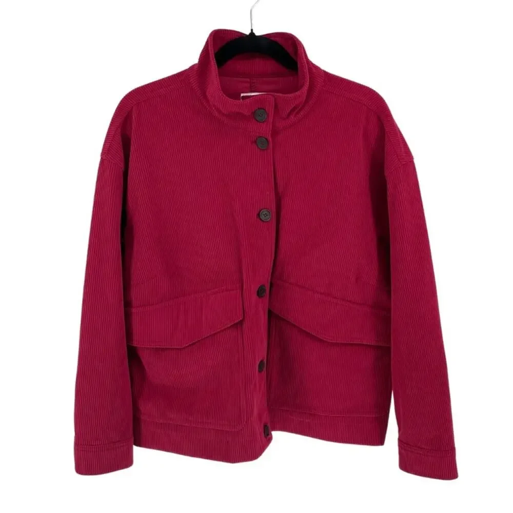 Avec Les Filles Women's Raspberry Corduroy Cropped High Collar Jacket - Plus 1X